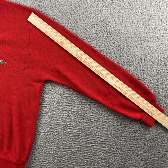 Vtg Izod Lacoste Red Orlon Acrylic V-Neck Sweater Men’s Sz Large Gator USA Made - Picture 6 of 9